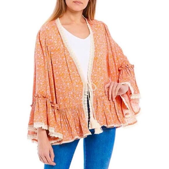 Chelsea & Violet Oversized Orange Kimono, Size Medium - Picture 1 of 12